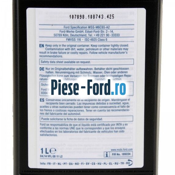 1 Lichid Frana Ford Original LV Dot 4 1L Ford Kuga 2016-2018 1.5 TDCi 120 cai diesel #1B378BD736
