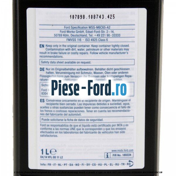 1 Lichid Frana Ford Original LV Dot 4 1L Ford Mustang Mach-E MACH-E (CGW) EV 4x4 337 cai electric #CA4829D31D