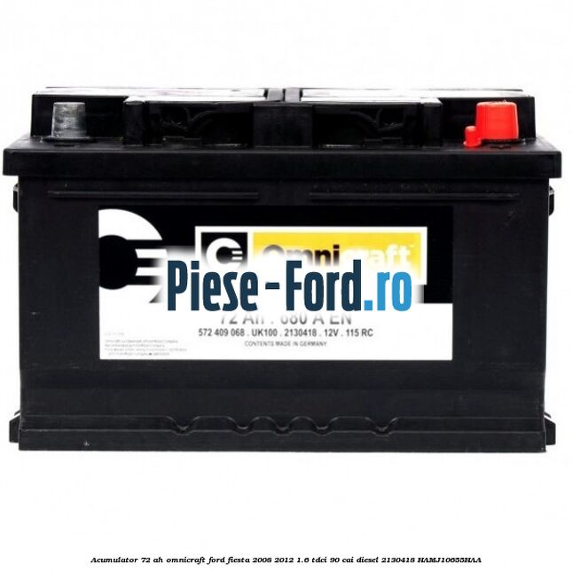 Acumulator 72 AH Omnicraft Ford Fiesta 2008-2012 1.6 TDCi 90 cai diesel #50B820894A