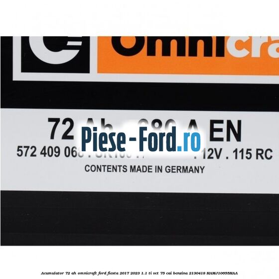 Acumulator 72 AH Omnicraft Ford Fiesta 2017-2023 1.1 Ti-VCT 75 cai benzina #774E5DCE49