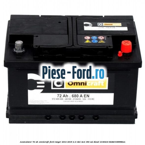 Acumulator 72 AH Omnicraft Ford Ranger 2012-2015 2.2 TDCi 4x4 150 cai diesel #A4545C3C72
