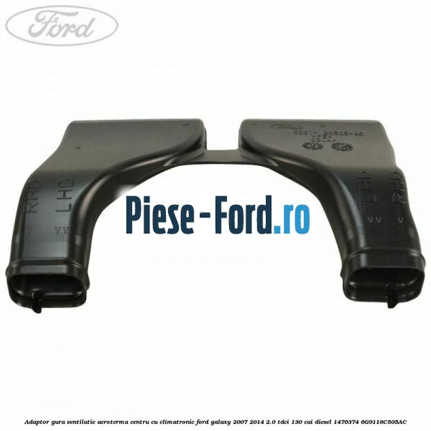Adaptor gura ventilatie aeroterma centru cu climatronic Ford Galaxy 2007-2014 2.0 TDCi 130 cai diesel #53154B64ED