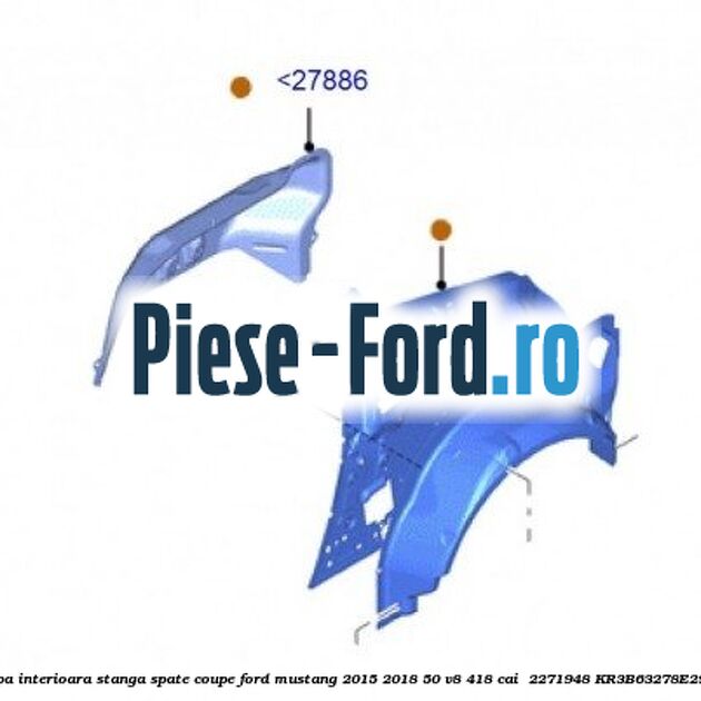 Aripa interioara stanga spate coupe Ford Mustang 2015-2018 5.0 V8 418 cai #BE38E4B285