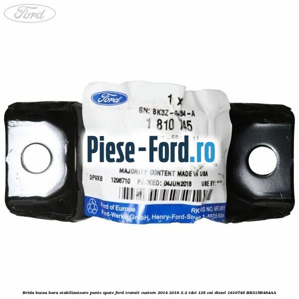 Brida bucsa bara stabilizatoare punte spate Ford Transit Custom 2014-2018 2.2 TDCi 125 cai diesel #80F0AD8A90