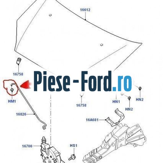 Bucsa prindere tija capota alba Ford Transit 2000-2006 2.4 TDE 115 cai diesel #1823EE54B8