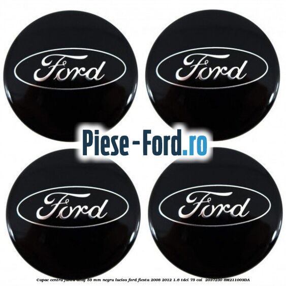 Capac centru janta aliaj 55 mm negru lucios Ford Fiesta 2008-2012 1.6 TDCi 75 cai  #C14F415DDE