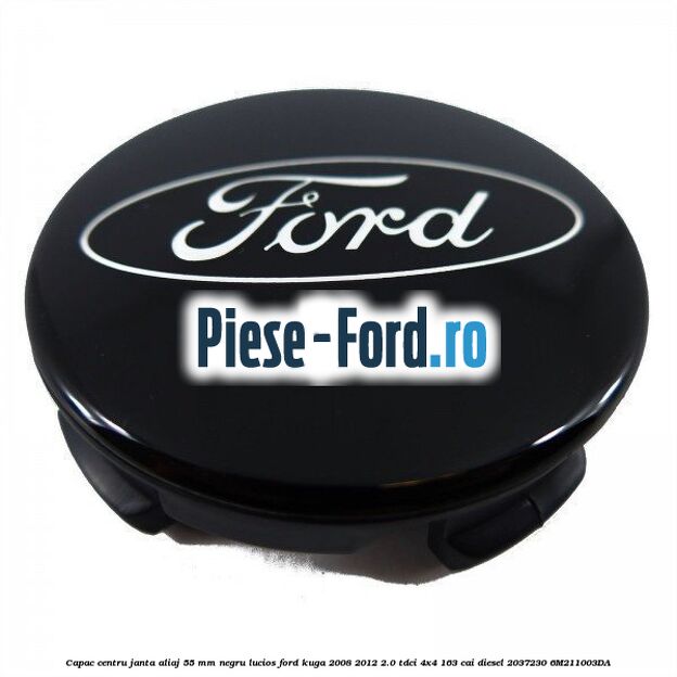 Capac centru janta aliaj 55 mm negru lucios Ford Kuga 2008-2012 2.0 TDCI 4x4 163 cai diesel #7AA9191879