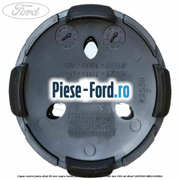 Capac centru janta aliaj 55 mm negru lucios Ford Kuga 2008-2012 2.0 TDCI 4x4 163 cai diesel #7AA9191879