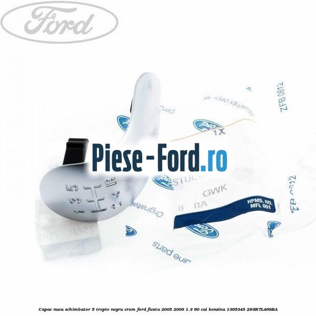 Capac nuca schimbator, 5 trepte negru crom Ford Fiesta 2005-2008 1.3 60 cai benzina #14C165BDD6