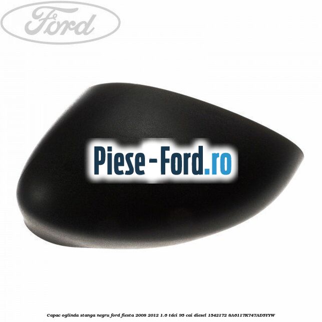 Capac oglinda stanga negru Ford Fiesta 2008-2012 1.6 TDCi 95 cai diesel