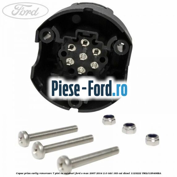Capac priza carlig remorcare 7 pini cu suruburi Ford S-Max 2007-2014 2.0 TDCi 163 cai diesel