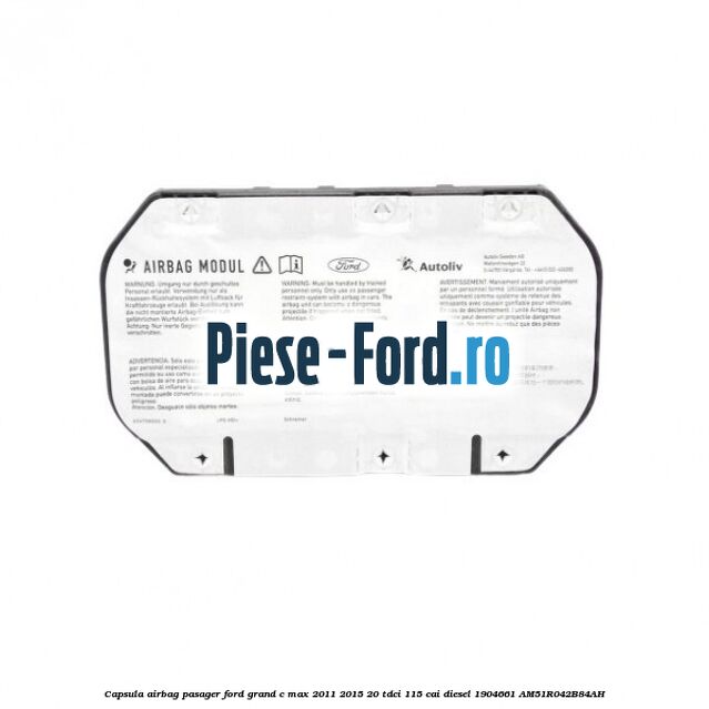 Capsula airbag pasager Ford Grand C-Max 2011-2015 2.0 TDCi 115 cai #2880DAD737