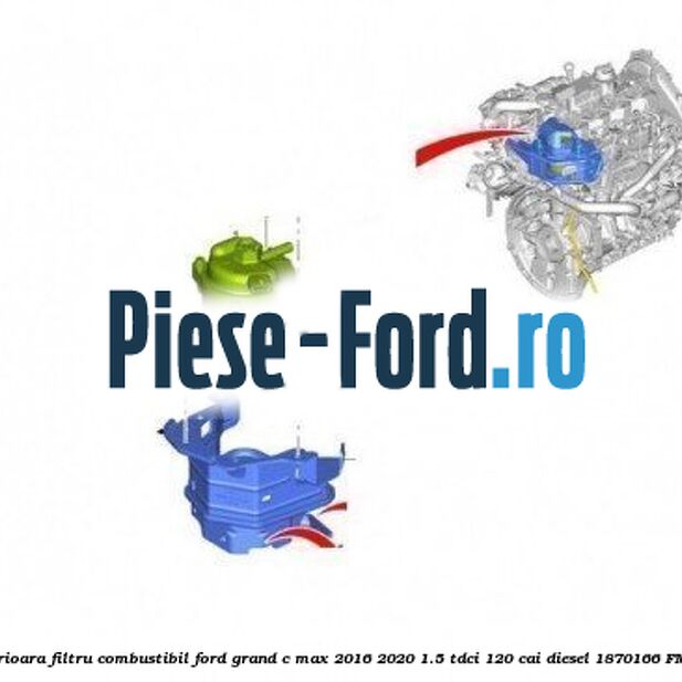 Carcasa inferioara filtru combustibil Ford Grand C-Max 2016-2020 1.5 TDCi 120 cai diesel #4FA021E4E4