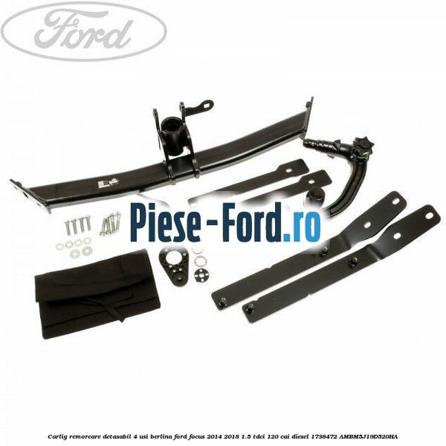 Capac protectie carlig remorcare spre spate Ford Focus 2014-2018 1.5 TDCi 120 cai diesel