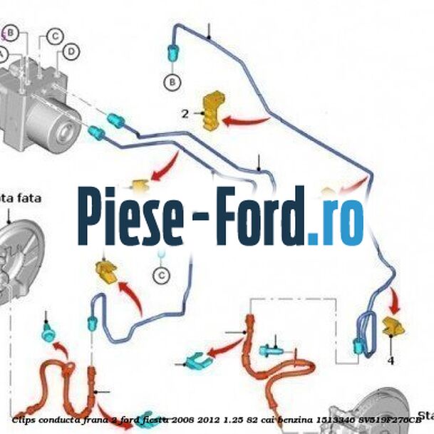 Clips conducta frana 2 Ford Fiesta 2008-2012 1.25 82 cai benzina