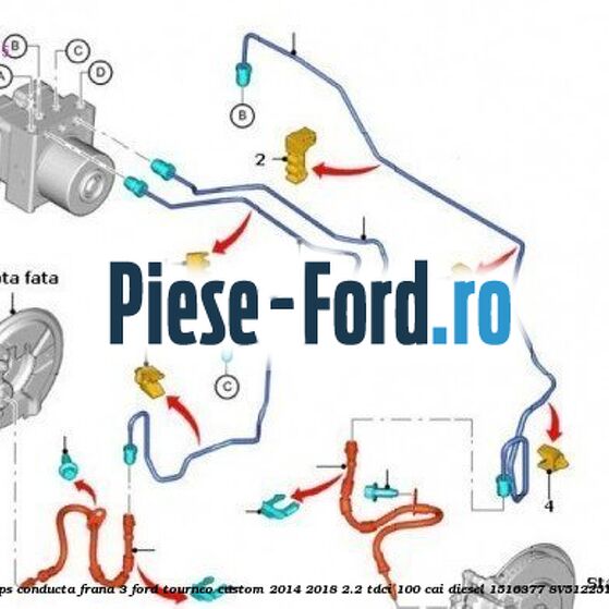 Clips conducta frana 3 Ford Tourneo Custom 2014-2018 2.2 TDCi 100 cai diesel