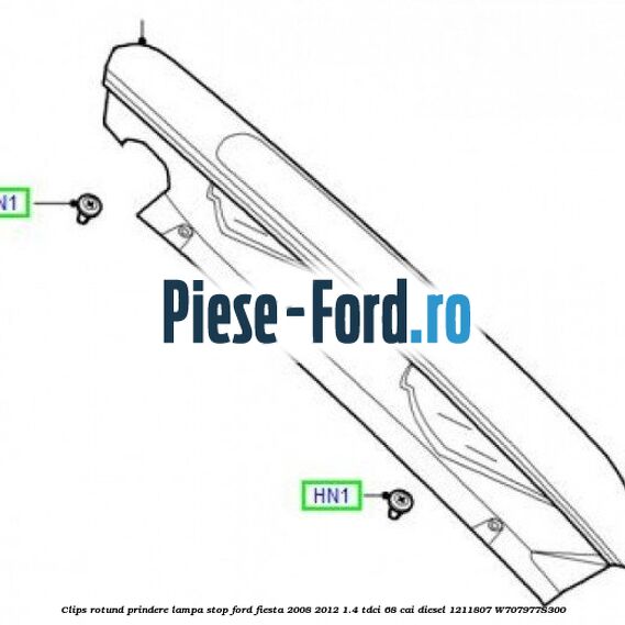 Clips rotund prindere lampa stop Ford Fiesta 2008-2012 1.4 TDCi 68 cai diesel #615F0C61D4