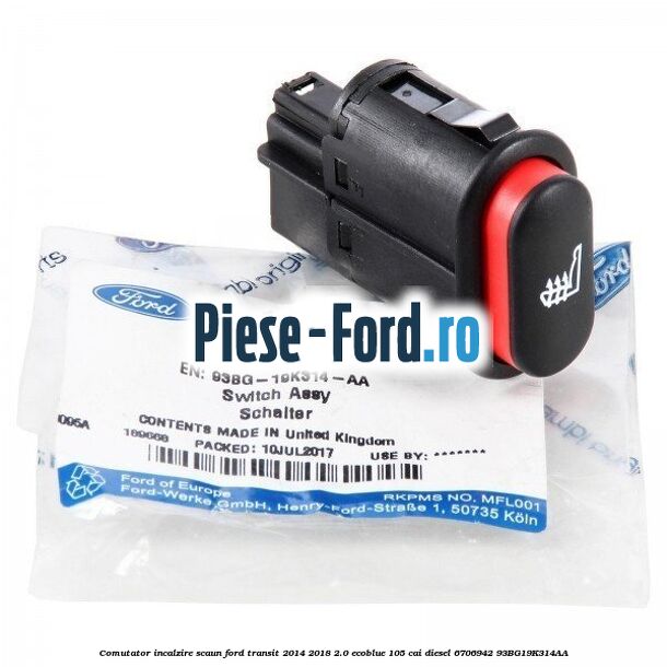 Comutator incalzire scaun Ford Transit 2014-2018 2.0 EcoBlue 105 cai diesel #599252580D