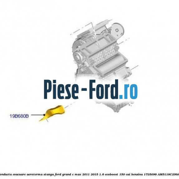 Conducta evacuare aeroterma picioare Ford Grand C-Max 2011-2015 1.6 EcoBoost 150 cai benzina