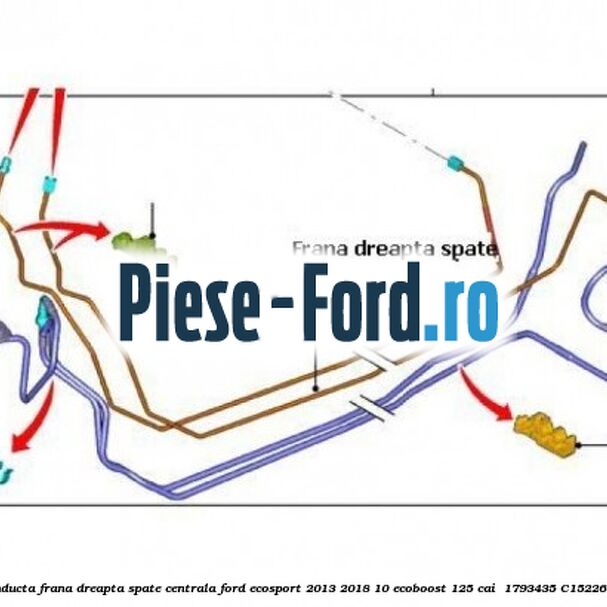 Conducta frana dreapta spate centrala Ford EcoSport 2013-2018 1.0 EcoBoost 125 cai #B1DAF3FE5D