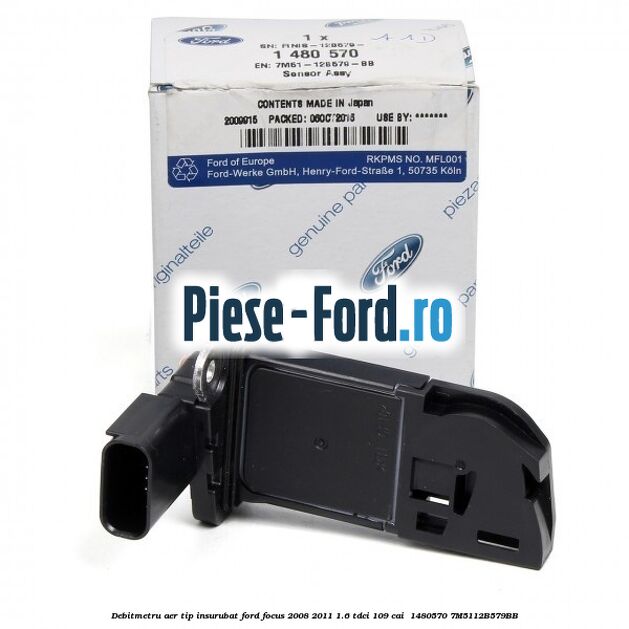 Debitmetru aer tip insurubat Ford Focus 2008-2011 1.6 TDCi 109 cai  #61A255F46A