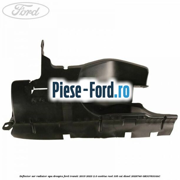 Deflector aer radiator apa dreapta Ford Transit 2019-2023 2.0 EcoBlue RWD 105 cai diesel #2A6C647C12