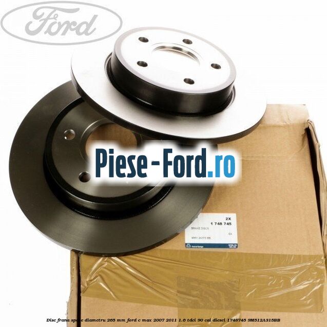 Disc frana spate diametru 265 mm Ford C-Max 2007-2011 1.6 TDCi 90 cai diesel #386B1345F1