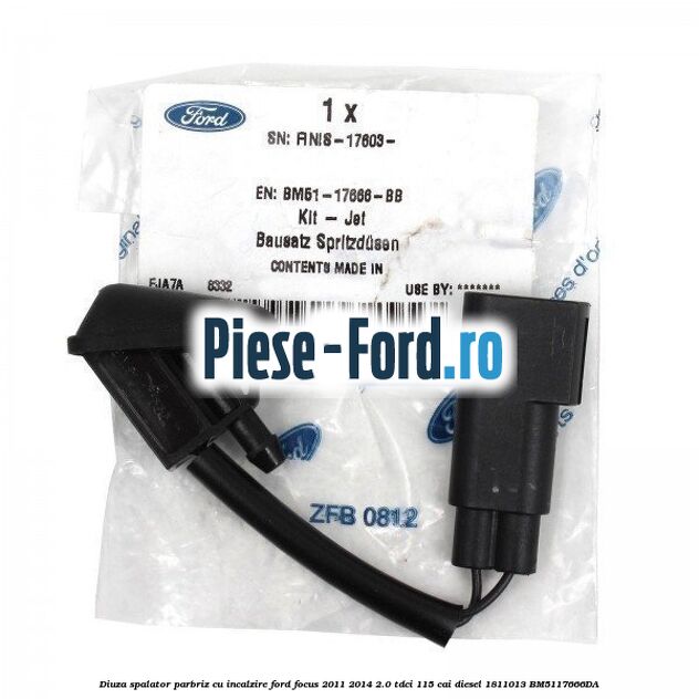 Conector T furtun alimentare diuze spalator parbriz Ford Focus 2011-2014 2.0 TDCi 115 cai diesel