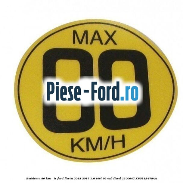 Emblema 80 KM / H Ford Fiesta 2013-2017 1.6 TDCi 95 cai diesel