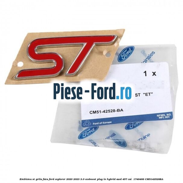 Emblema ST, grila fata Ford Explorer 2020-2023 3.0 EcoBoost Plug-in Hybrid AWD 457 cai  #72ACEFE778