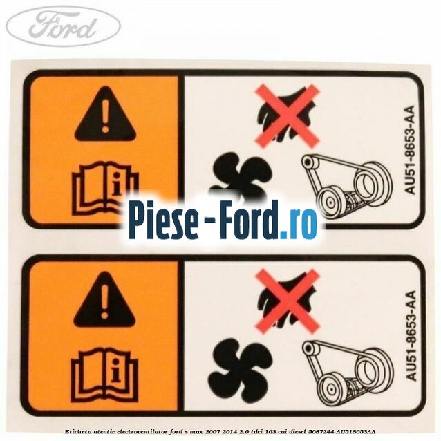 Eticheta atentie electroventilator Ford S-Max 2007-2014 2.0 TDCi 163 cai diesel