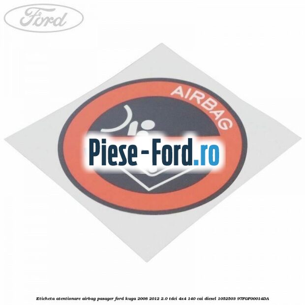 Eticheta atentionare airbag pasager Ford Kuga 2008-2012 2.0 TDCI 4x4 140 cai diesel