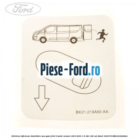 Eticheta informare deschidere usa spate Ford Transit Connect 2013-2018 1.5 TDCi 120 cai diesel