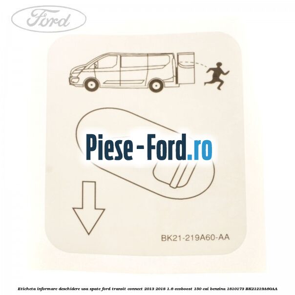 Eticheta informare deschidere usa spate Ford Transit Connect 2013-2018 1.6 EcoBoost 150 cai benzina