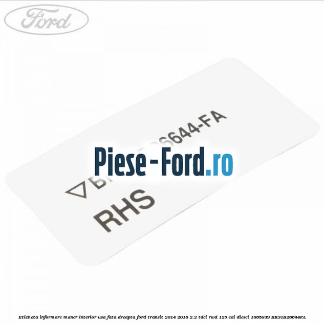 Eticheta informare maner interior usa fata dreapta Ford Transit 2014-2018 2.2 TDCi RWD 125 cai diesel