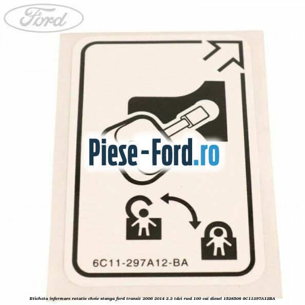 Eticheta informare rotatie cheie stanga Ford Transit 2006-2014 2.2 TDCi RWD 100 cai diesel