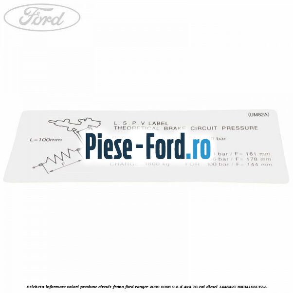 Eticheta informare mod alimentare combustibil Ford Ranger 2002-2006 2.5 D 4x4 78 cai diesel