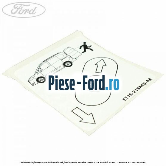Eticheta informare van balamale usi Ford Transit Courier 2019-2023 1.5 TDCi 75 cai #0296723A7C