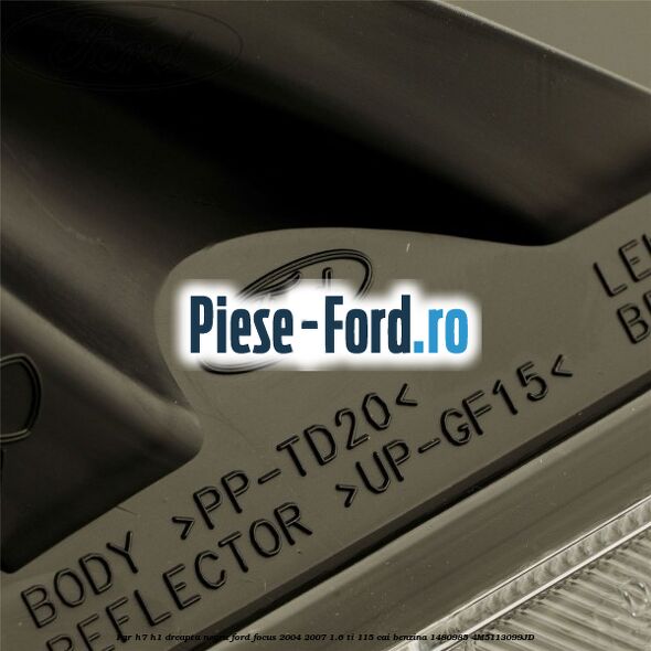 Far H7/H1 dreapta negru Ford Focus 2004-2007 1.6 Ti 115 cai benzina #9C2A0FBCCC