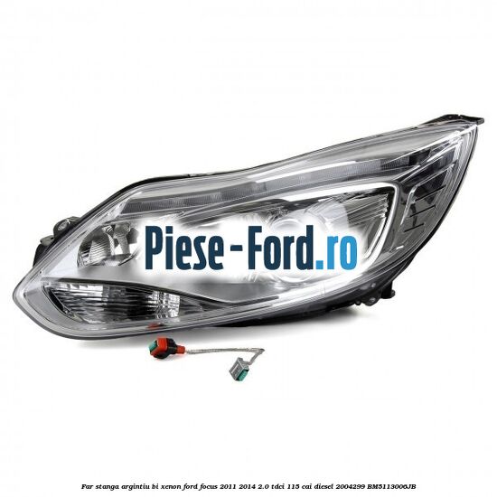 Far stanga xenon, fundal negru Ford Focus 2011-2014 2.0 TDCi 115 cai diesel