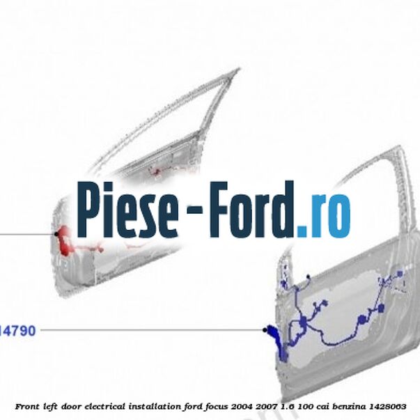 Front left door electrical installation Ford Focus 2004-2007 1.6 100 cai benzina #617A020972