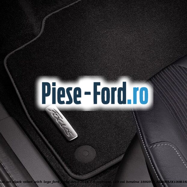 Front mat set, black velvet with logo Ford Focus 2011-2014 1.0 EcoBoost 125 cai benzina #1398AF4B56