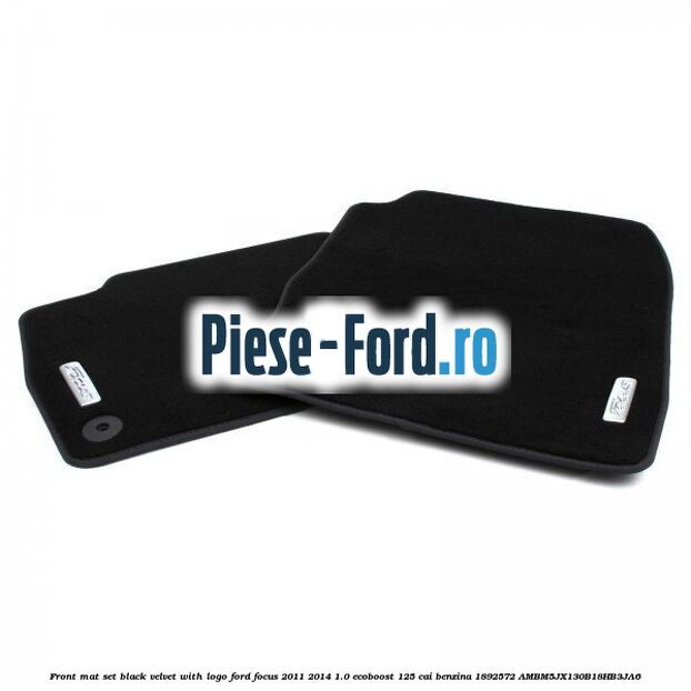Front mat set, black velvet with logo Ford Focus 2011-2014 1.0 EcoBoost 125 cai benzina #1398AF4B56