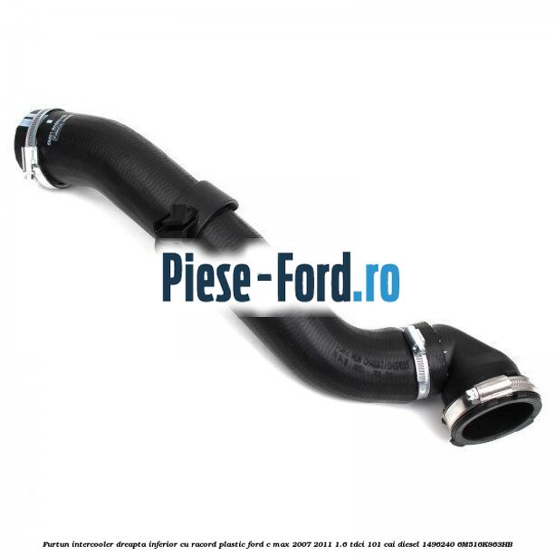 Furtun intercooler dreapta inferior cu racord plastic Ford C-Max 2007-2011 1.6 TDCi 101 cai diesel #1B40616029