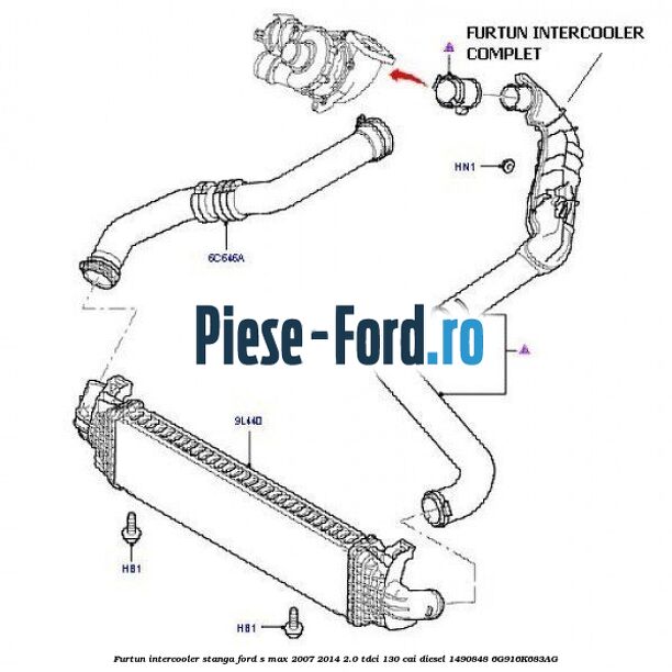 Furtun intercooler stanga Ford S-Max 2007-2014 2.0 TDCi 130 cai #DA3C6A87BB Furtun intercooler stanga Ford S-Max 2007-2014 2.0 TDCi 130 cai diesel #DA3C6A87BB