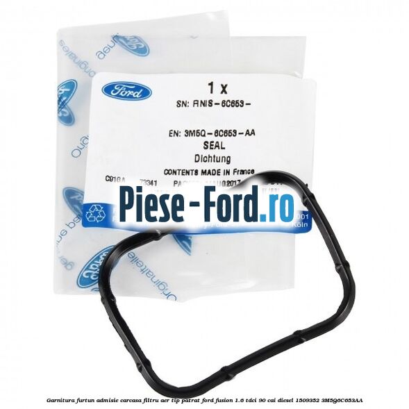 Garnitura furtun admisie carcasa filtru aer tip patrat Ford Fusion 1.6 TDCi 90 cai diesel #7CA6E9ED02