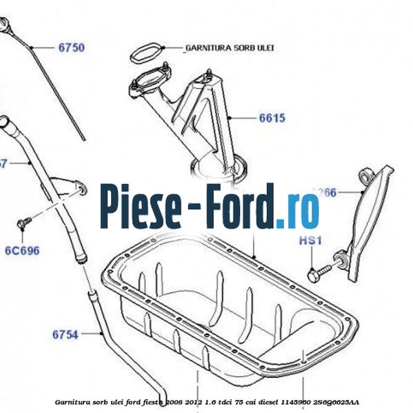 Garnitura, sorb ulei Ford Fiesta 2008-2012 1.6 TDCi 75 cai diesel