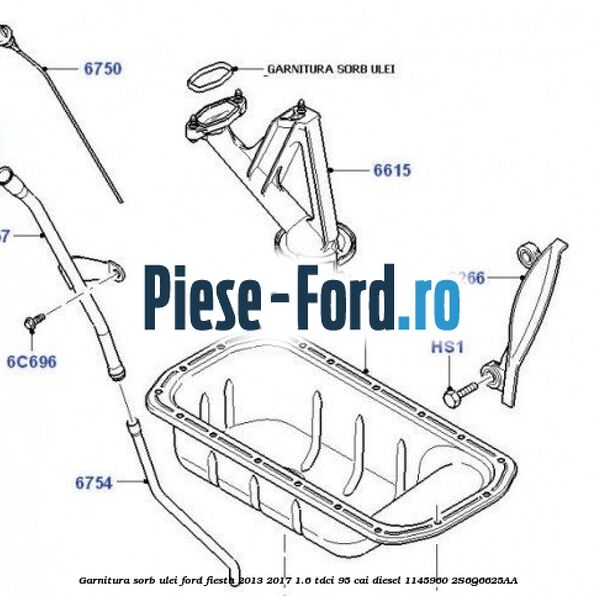 Garnitura, sorb ulei Ford Fiesta 2013-2017 1.6 TDCi 95 cai diesel