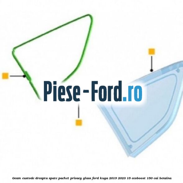 Geam custode dreapta spate, pachet privacy glass Ford Kuga 2019-2023 1.5 EcoBoost 150 cai benzina