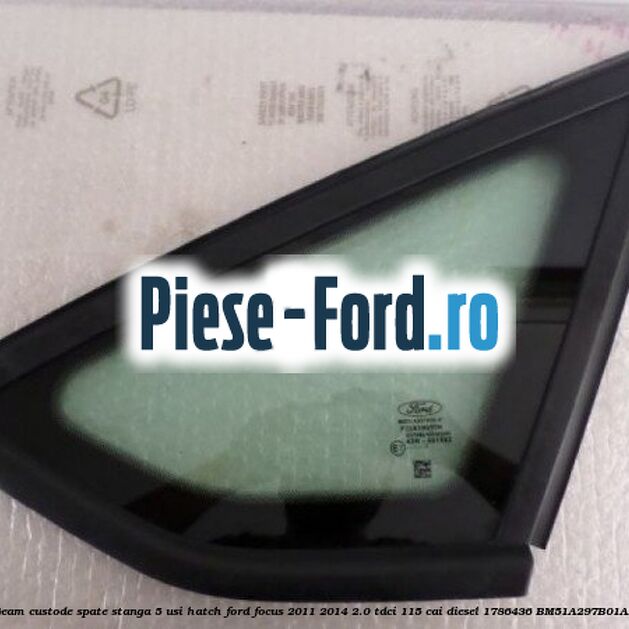 Geam custode spate stanga, 4 usi berlina, Privacy Glass, cu ornament cromat Ford Focus 2011-2014 2.0 TDCi 115 cai diesel